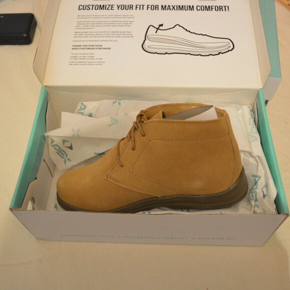 APEX Women's Paige Booties 6.5 (x-wide) Tan Suede Boot  diabetic orthotics - Picture 5 of 13